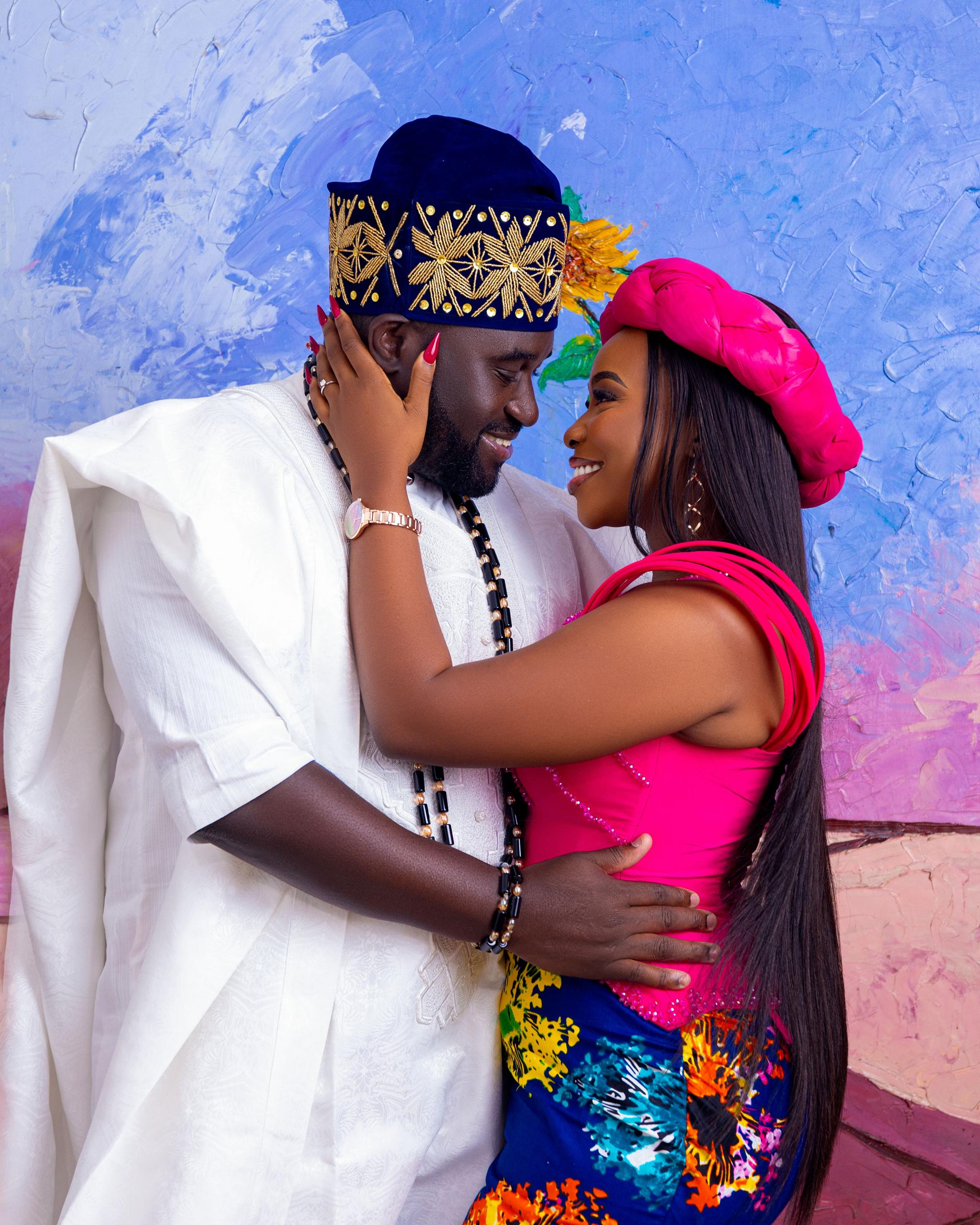 Semilore and Dayo in traditional Nigerian attire